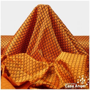 RASO NARANJA CON ESTAMPADO DE ROMBOS FLOCADOS SERIE ELODIE 150cm