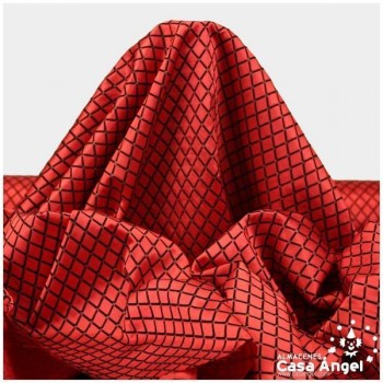 RASO ROJO CON ESTAMPADO DE ROMBOS FLOCADOS SERIE ELODIE 150cm