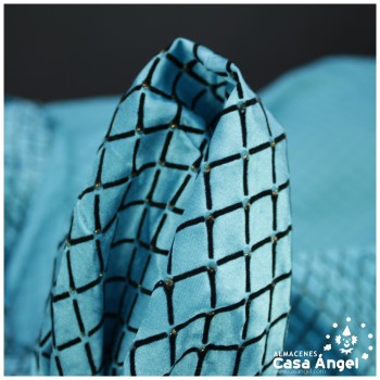 RASO TURQUESA CON ESTAMPADO DE ROMBOS FLOCADOS SERIE ELODIE 150cm
