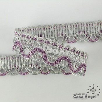PASAMANERÍA METALIZADA PATRÓN ONDAS CRUZADAS 2cm