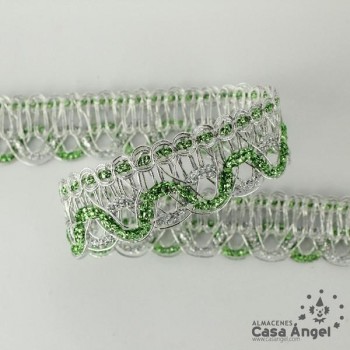 PASAMANERÍA METALIZADA PATRÓN ONDAS CRUZADAS 2cm