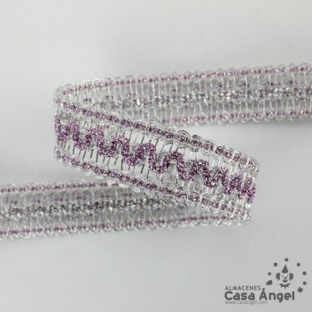 PASAMANERÍA METALIZADA ONDAS RIBETE CÍRCULOS 2cm