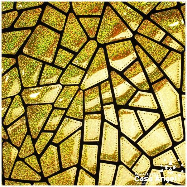 TERCIOPELO NEGRO CON PLACAS ORO IRIS DE ACETATO BORDADO SERIE DRACHEN 140cm