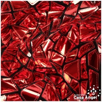 TERCIOPELO NEGRO CON PLACAS ROJAS DE ACETATO BORDADO SERIE DRACHEN 140cm