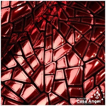 TERCIOPELO NEGRO CON PLACAS ROJAS DE ACETATO BORDADO SERIE DRACHEN 140cm
