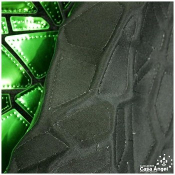 TERCIOPELO NEGRO CON PLACAS VERDES DE ACETATO BORDADO SERIE DRACHEN 140cm