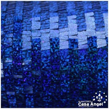 TELA DE LENTEJUELAS RECTANGULARES AZUL HOLOGRAMA SERIE KIBO 135cm