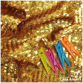 TELA DE LENTEJUELAS RECTANGULARES ORO HOLOGRAMA SERIE KIBO 135cm