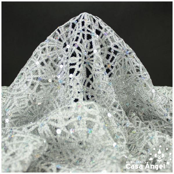 RED DE LENTEJUELAS BORDADAS SERIE PERSIA PLATA 130cm