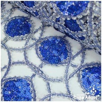 MALLA DE LENTEJUELA AZUL Y PICOLINA PLATA SERIE LISBOA 130cm