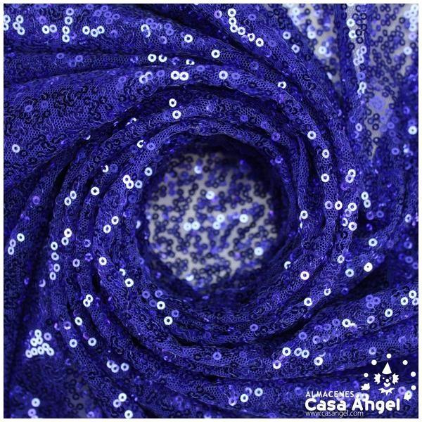 TELA DE LENTEJUELAS AZULES BORDADAS SOBRE TUL 150cm