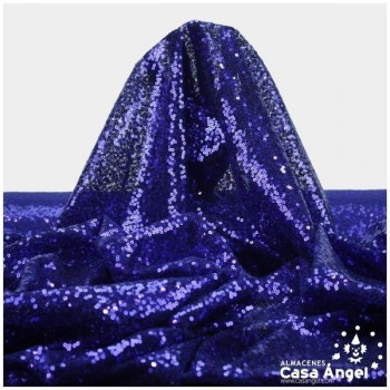 TELA DE LENTEJUELAS AZULES BORDADAS SOBRE TUL 150cm