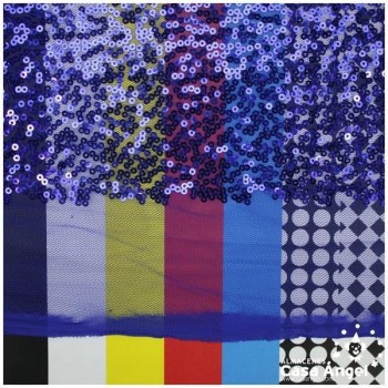 TELA DE LENTEJUELAS AZULES BORDADAS SOBRE TUL 150cm