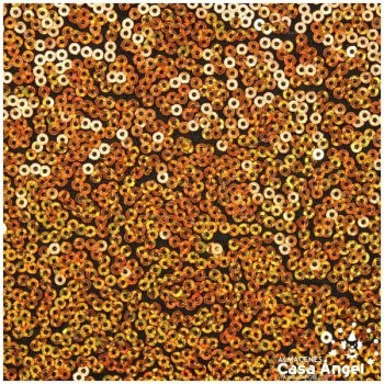 TELA DE LENTEJUELAS COBRE HOLOGRAMA BORDADAS SOBRE TUL 150cm