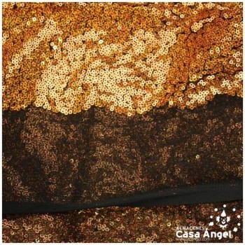 TELA DE LENTEJUELAS COBRE HOLOGRAMA BORDADAS SOBRE TUL 150cm