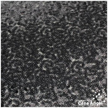 TELA DE LENTEJUELAS NEGRAS BORDADAS SOBRE TUL 150cm