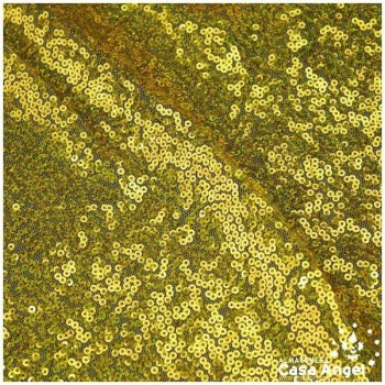 TELA DE LENTEJUELAS ORO HOLOGRAMA BORDADAS SOBRE TUL 150cm