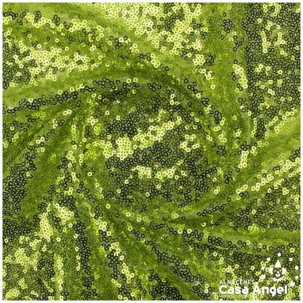 TELA DE LENTEJUELAS VERDE PISTACHO BORDADAS SOBRE TUL 150cm