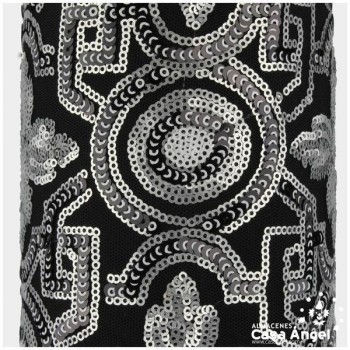 TUL DE LENTEJUELAS PLATA BORDADAS SERIE CRUZADOS 130cm