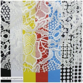ENCAJE GUIPUR BORDADO DE FLORES BLANCAS 130cm